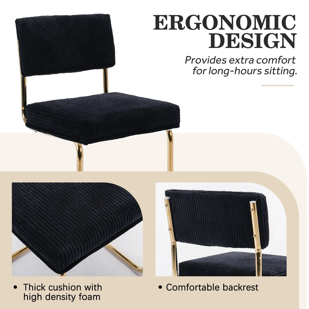 Black Corduroy Dining Chairs Set of 4 V703371