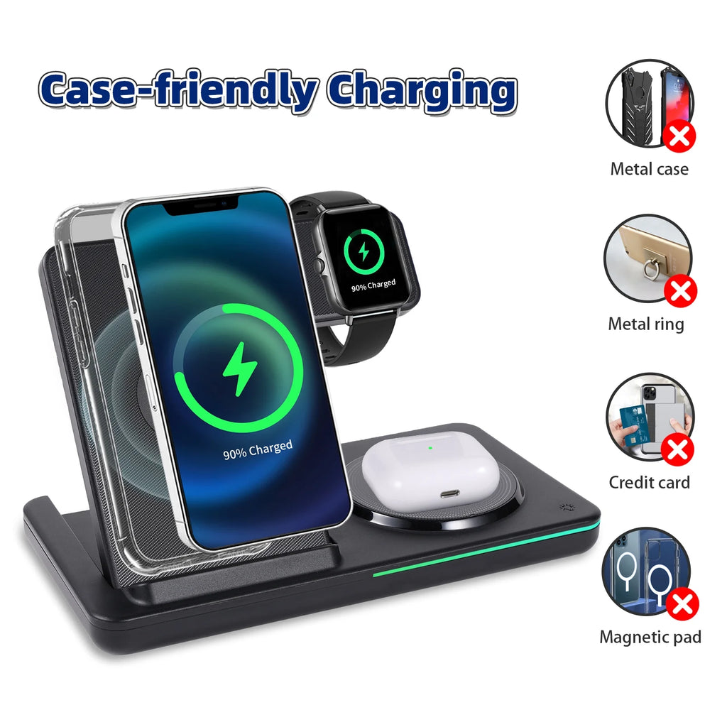 White 18W Foldable Wireless Charging Station A3353