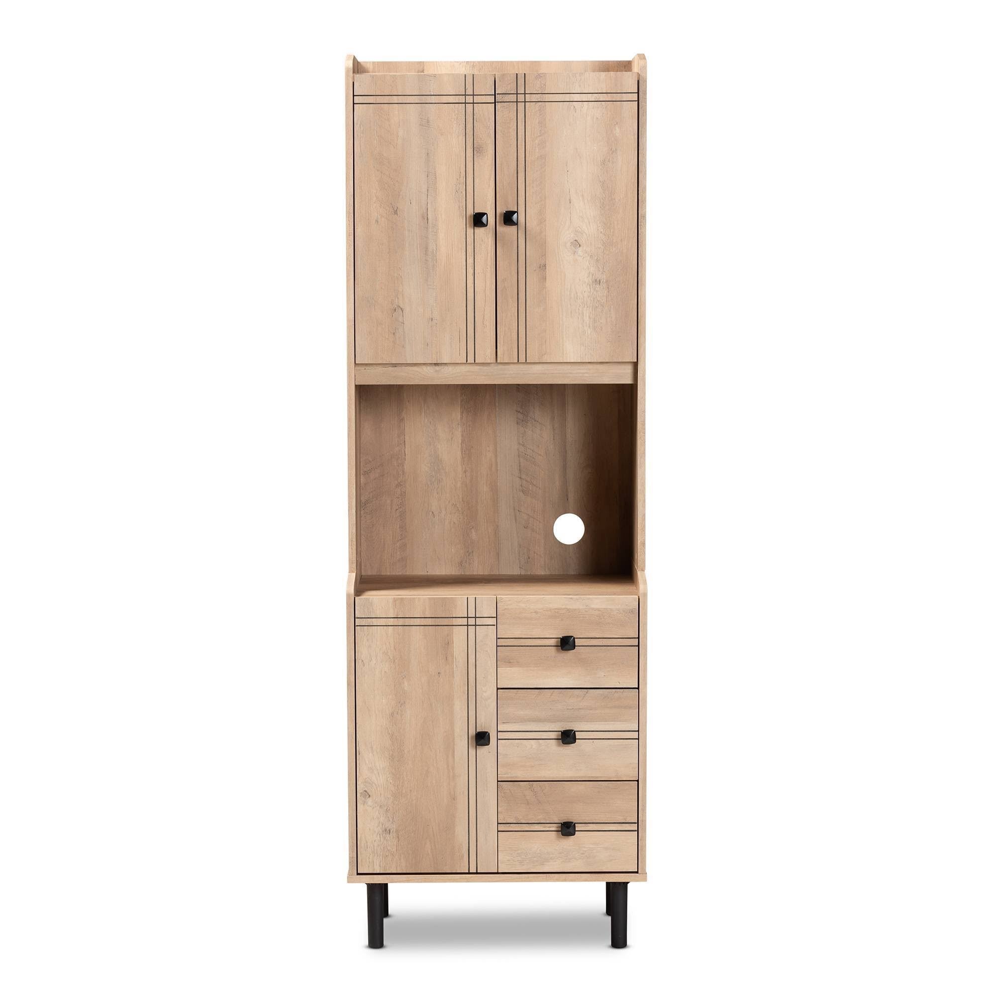 Oak Brown 3-Drawer Kitchen Storage Cabinet F4510