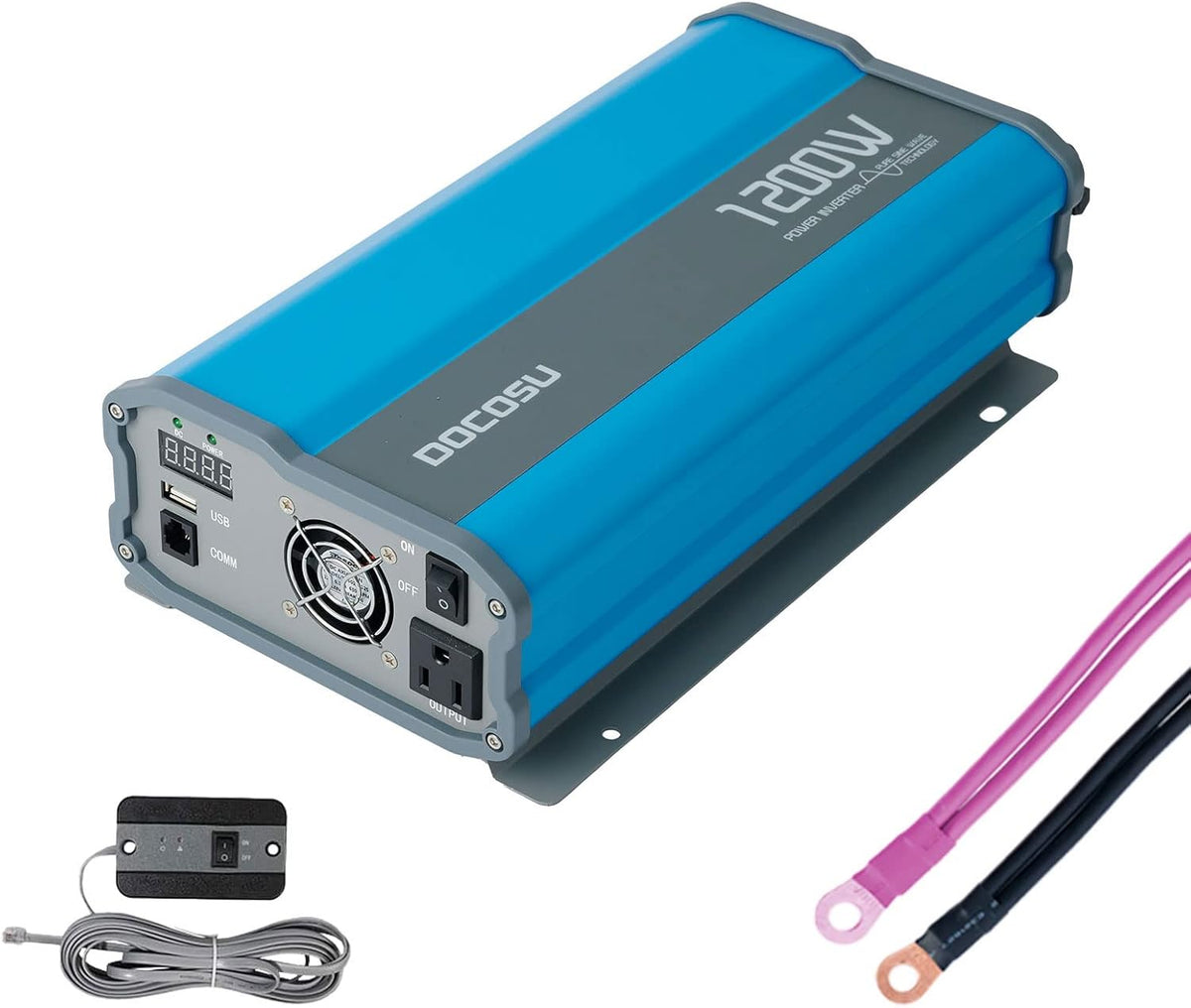 1200W Pure Sine Wave Power Inverter DC 12V to AC 110V with LED Display 2.4A USB Port H564