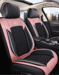 Lu Black & Red Leather Car Seat Covers 5 Seats Full Set R57476