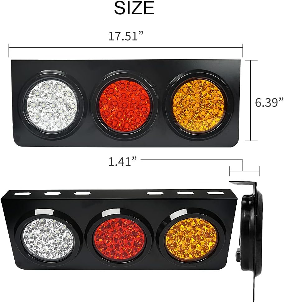 LED Truck Trailer Tail Lights with Iron Bracket Base, 48-LED, 2 PCS K3745