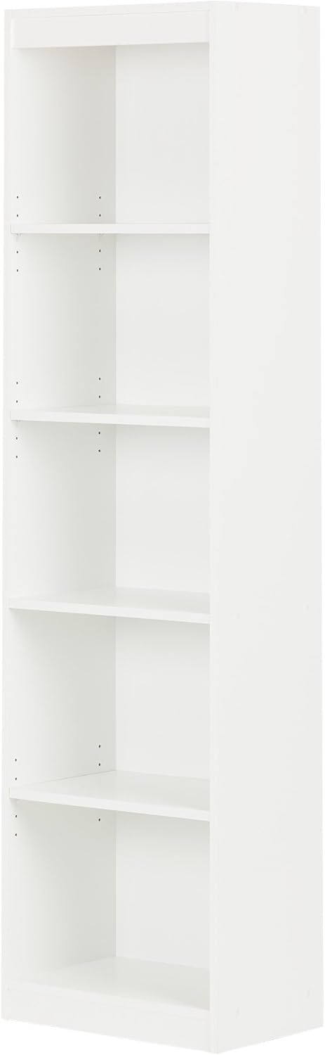 Pure White 5-Shelf Narrow Bookcase M338