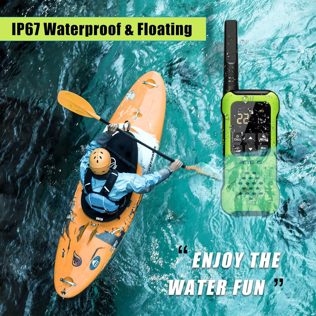 Waterproof 2 Way Radio, IP67 Floating, Rechargeable, 2 Pack Q9075