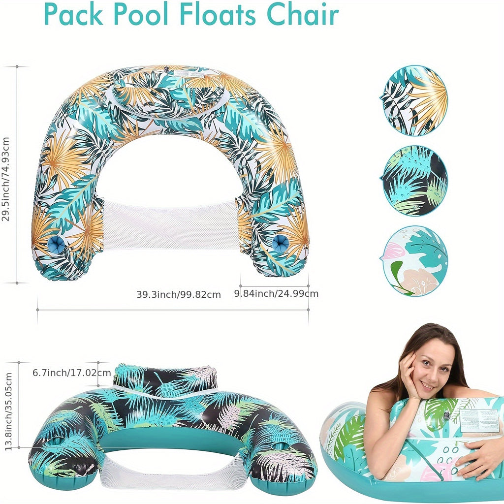 Inflatable Pool Chair with Cup Holder and Backrest E264
