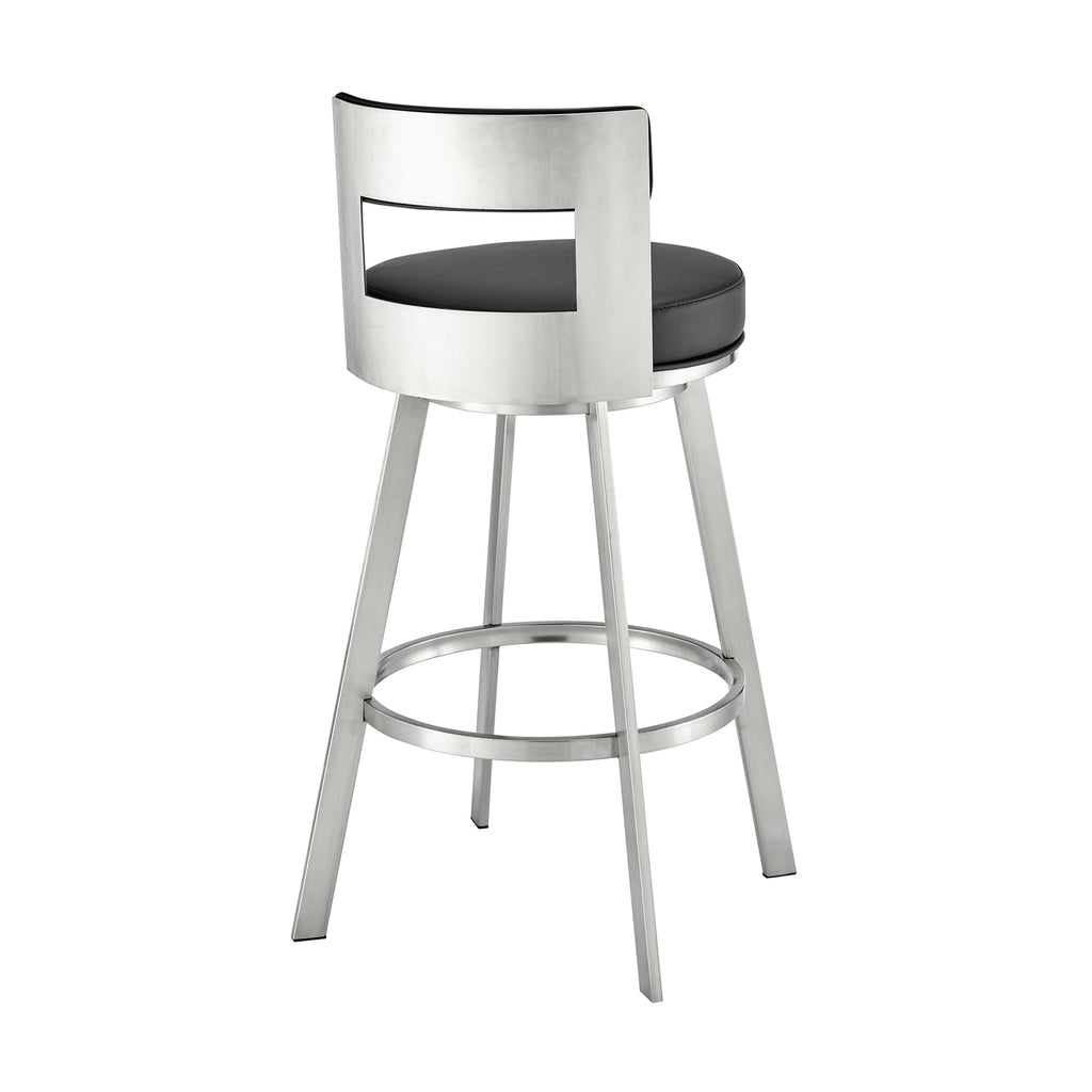 Swivel Faux Leather/Metal Counter Stool in Black/Chrome D23447