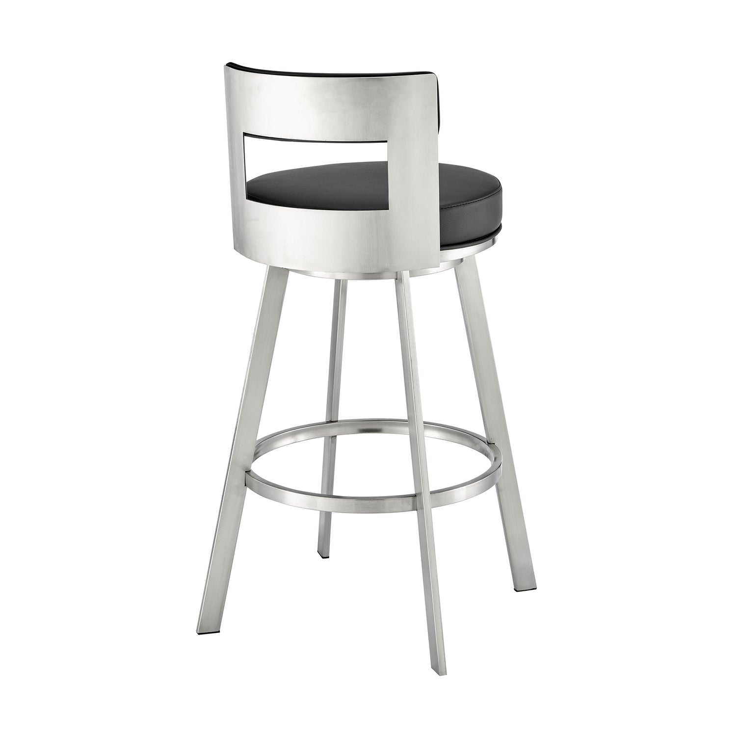 Swivel Faux Leather/Metal Counter Stool in Black/Chrome D23447
