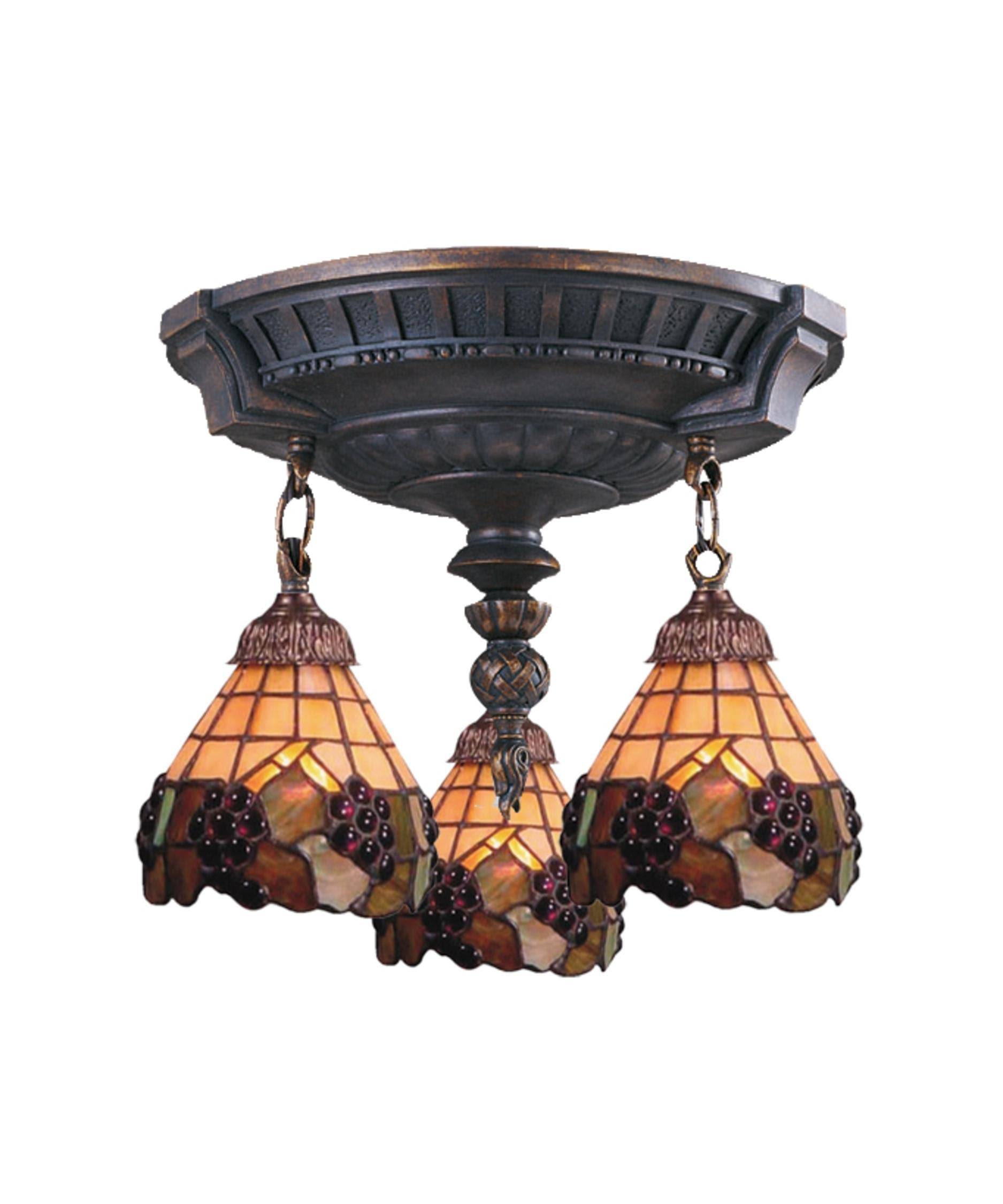 Aged Walnut 3 Light Semi Flush T207