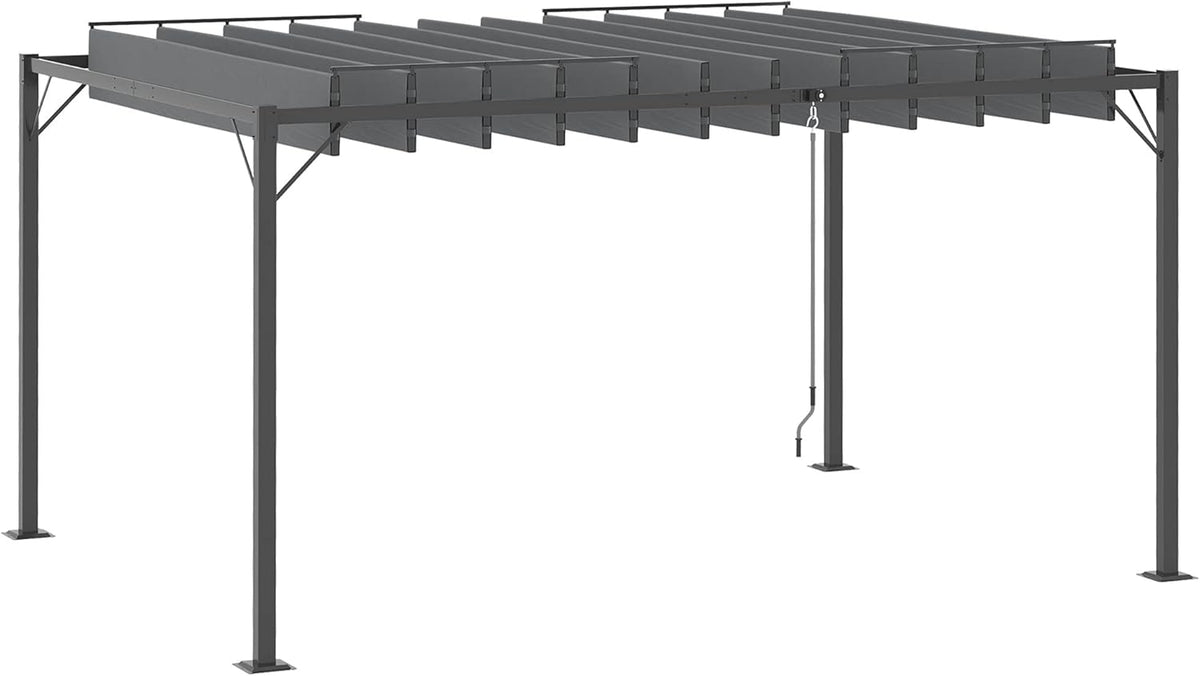 13' x 10' Outdoor Louvered Aluminum Pergola Gazebo with Adjustable Roof N1863