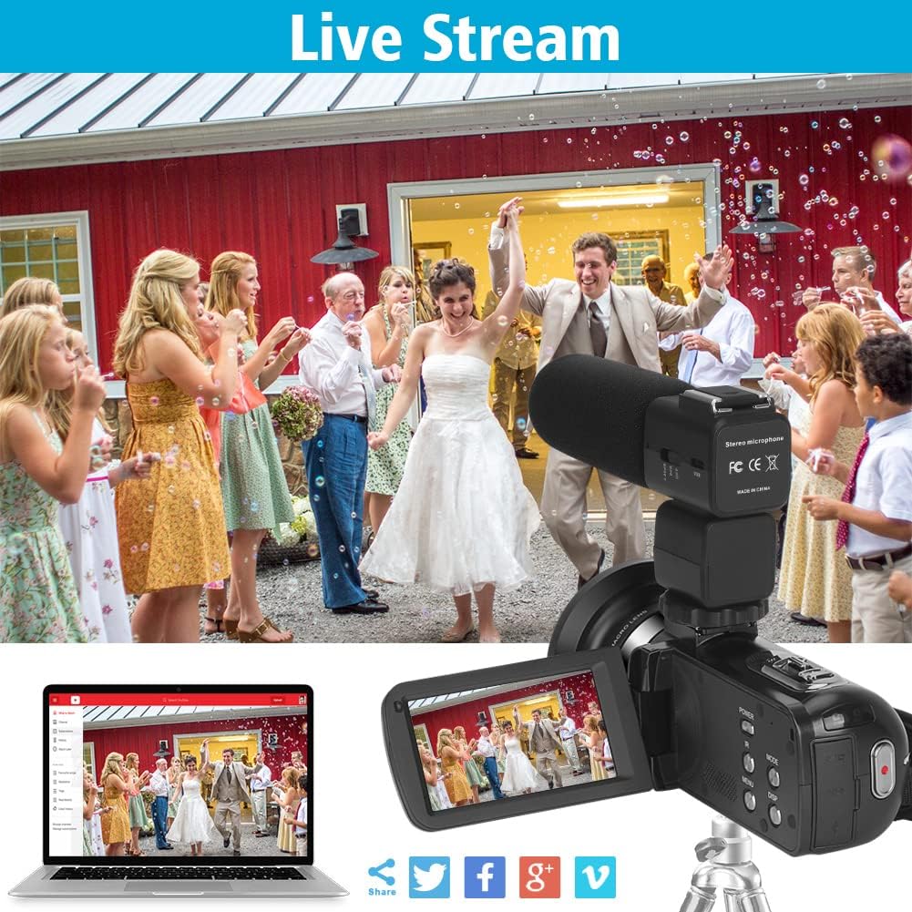 4K UHD 56MP Vlogging Camera with Microphone, 16X Zoom, 3.0 Touch Screen, IR Night Vision, Wi-Fi J76333
