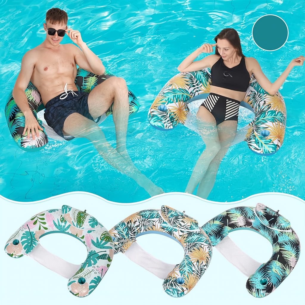 Inflatable Pool Chair with Cup Holder and Backrest E264