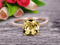 7mm Cushion Cut 1.80 Carat Champagne Diamond Moissanite Engagement Ring 10K Rose Gold K798