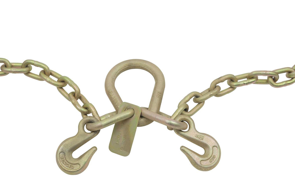 5/16" G70 V-Chain Bridle with 15" Large J Hooks, T-Hook & J-Hook with Grab Hooks 2' Legs (2 Pack) T423798