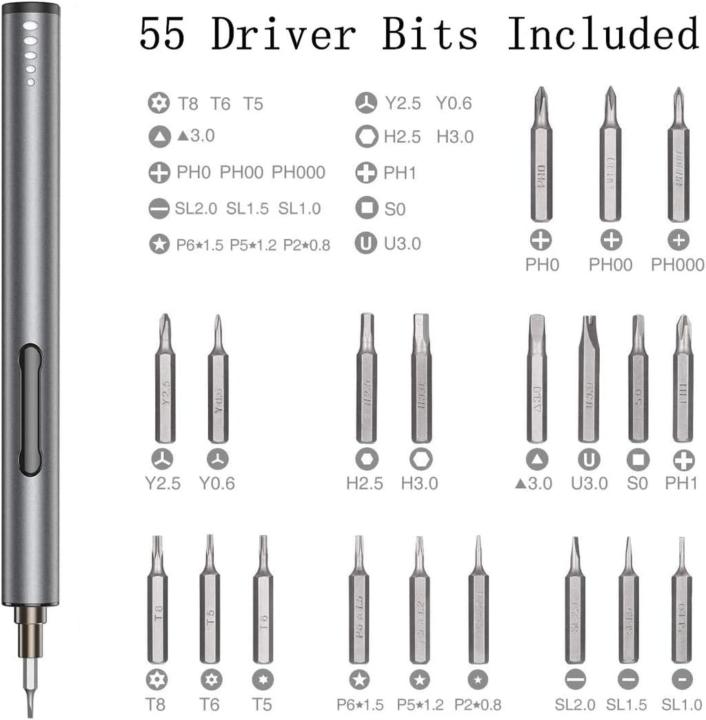 Mini Electric Precision Screwdriver Kit with 55 Driver Bits Y771