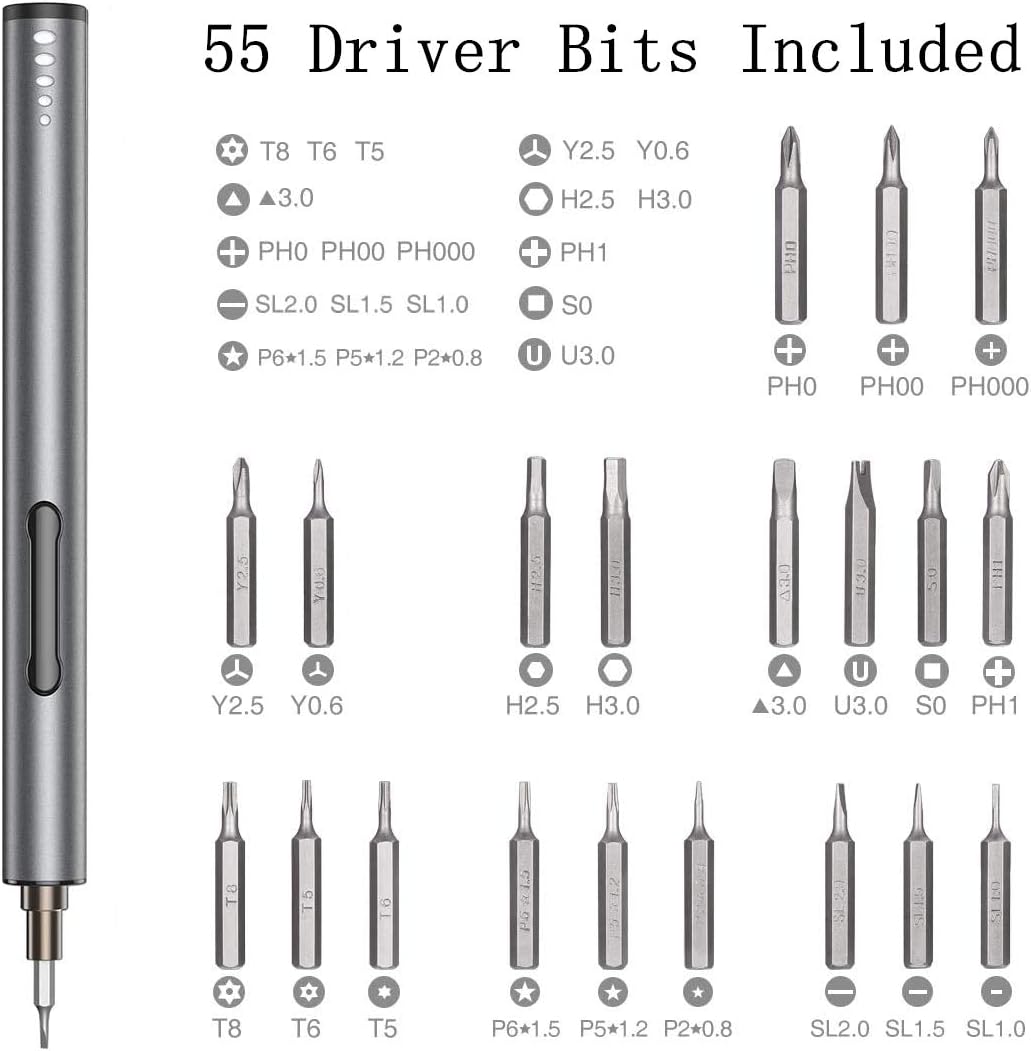Mini Electric Precision Screwdriver Kit with 55 Driver Bits Y771