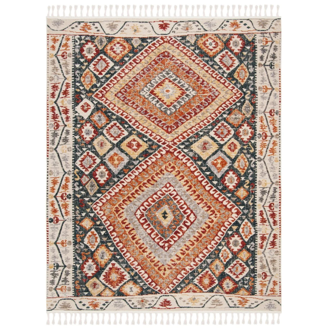 Ivory / Navy Rug E5509
