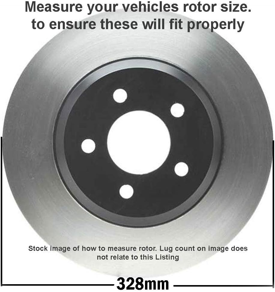 328mm Rear Drilled and Slotted Disc Rotors + Ceramic Brake Pads 6pc Set H958
