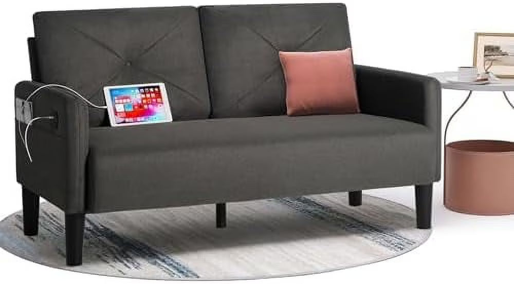 56" Tufted 2 Seater Sofa with Charger Port A927