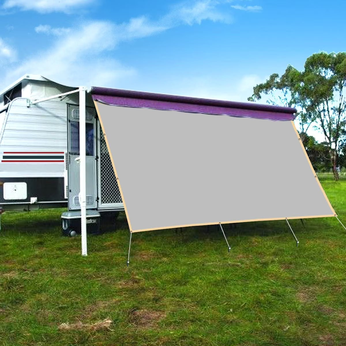 RV Awning Privacy Screen Shade Panel Kit Sunblock Drop 10 x 16ft, Grey T607