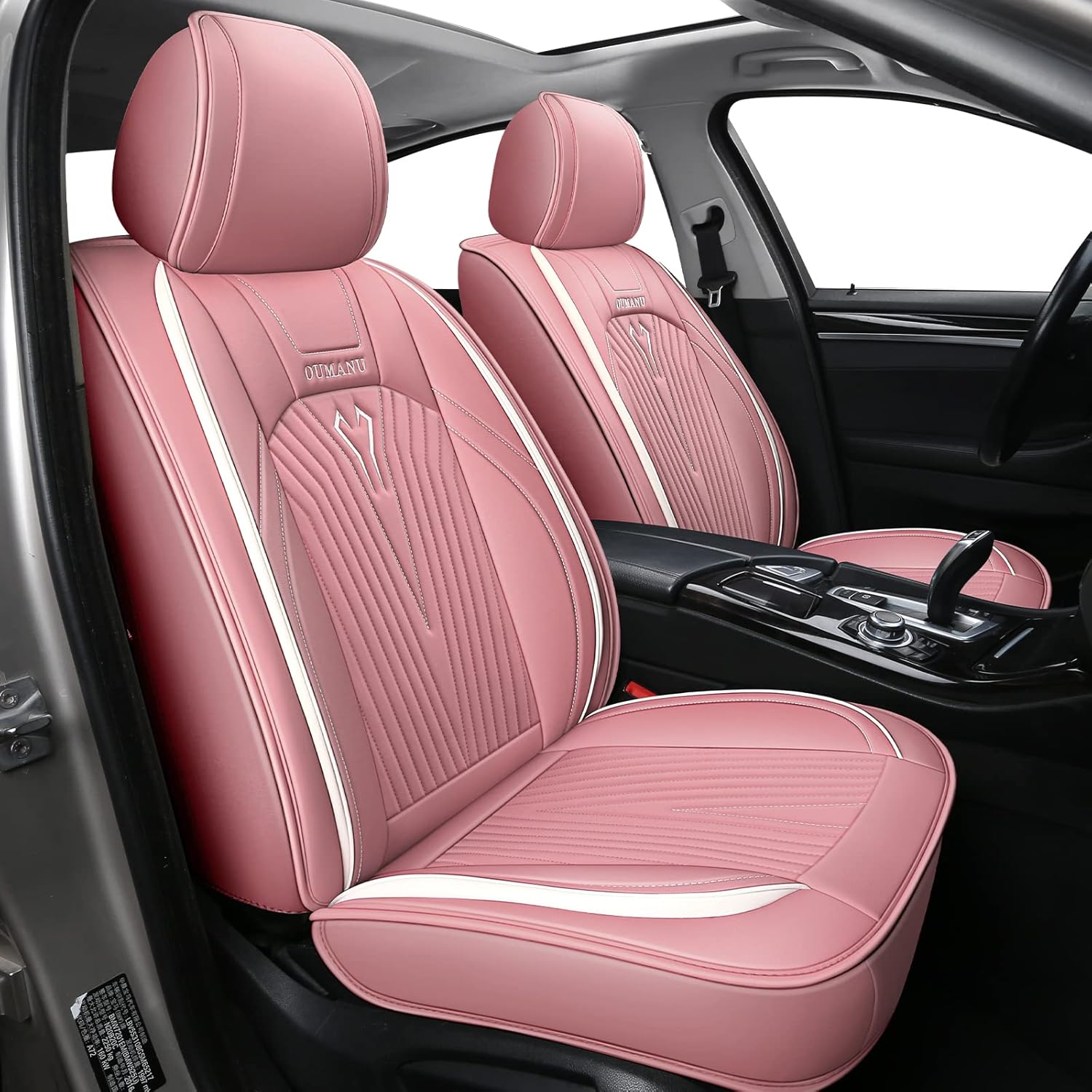 Black PU Leather Car Seat Covers Full Set 5 Seats A4891