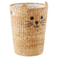 Round Cat Water Hyacinth Hamper Natural U506
