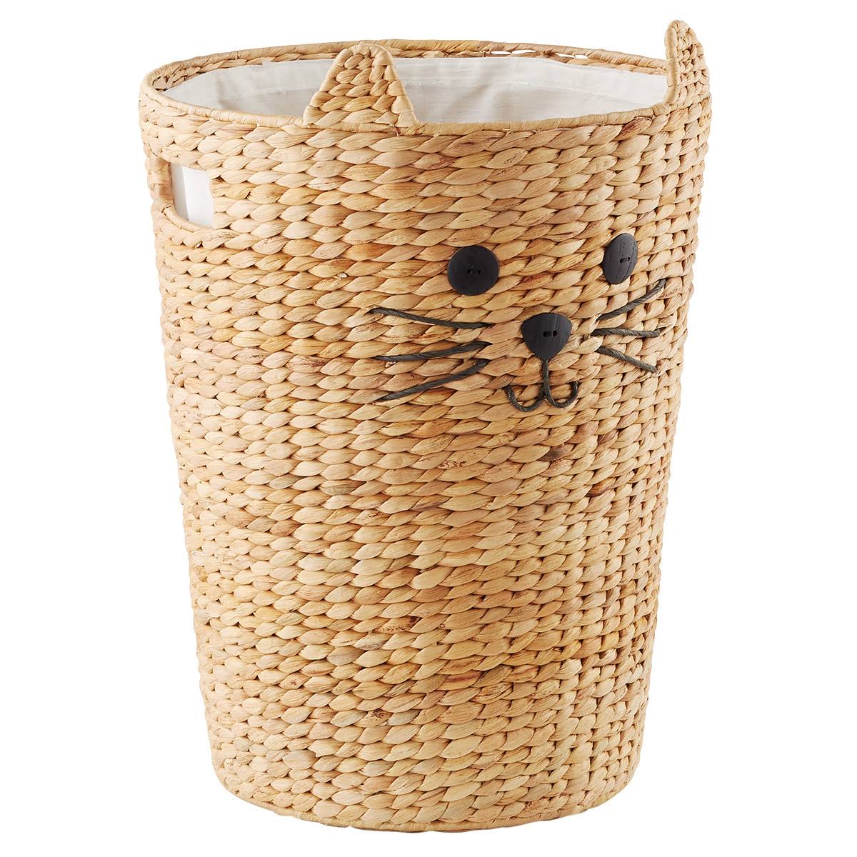 Round Cat Water Hyacinth Hamper Natural U506