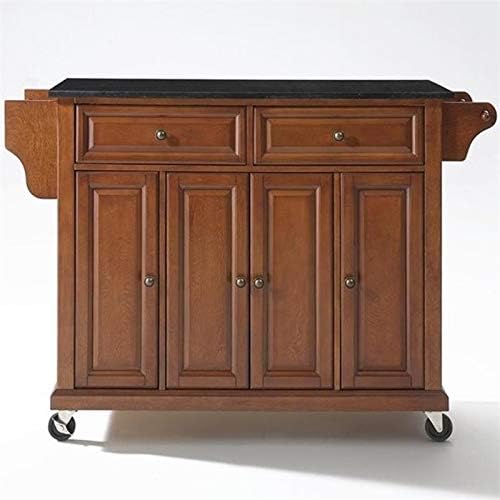 Solid Black Granite Top Kitchen Cart X5225