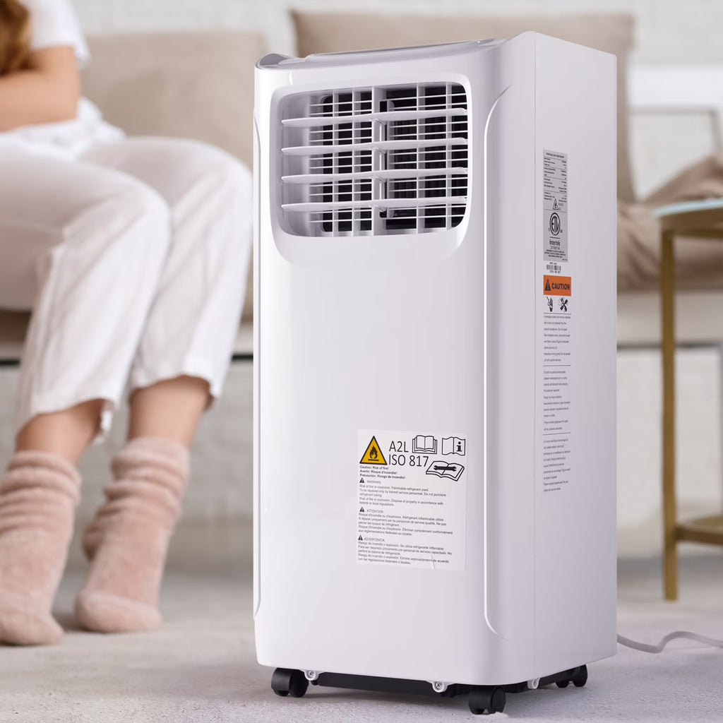 White 9700 BTU Portable Air Conditioner with Dehumidifier Function and Fan Mode with Window Kit E419