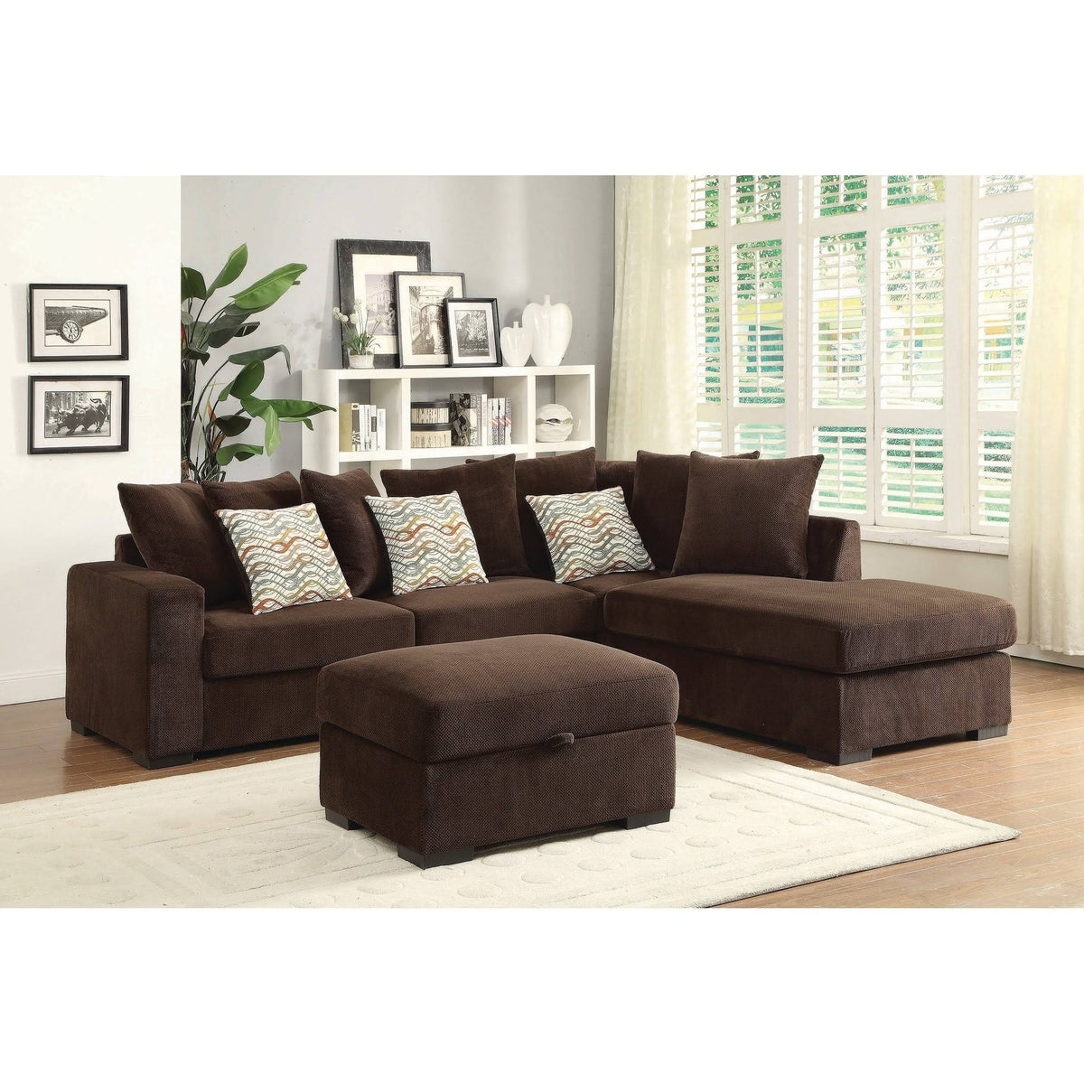 Taupe Storage Ottoman E47642