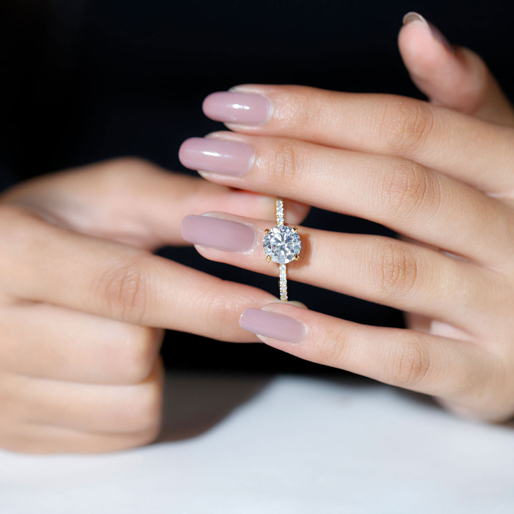 14K Yellow Gold Moissanite Solitaire Engagement Ring K8507