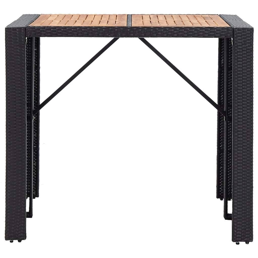 5 Piece Outdoor Bar Set Poly Rattan and Acacia Wood Black M9181