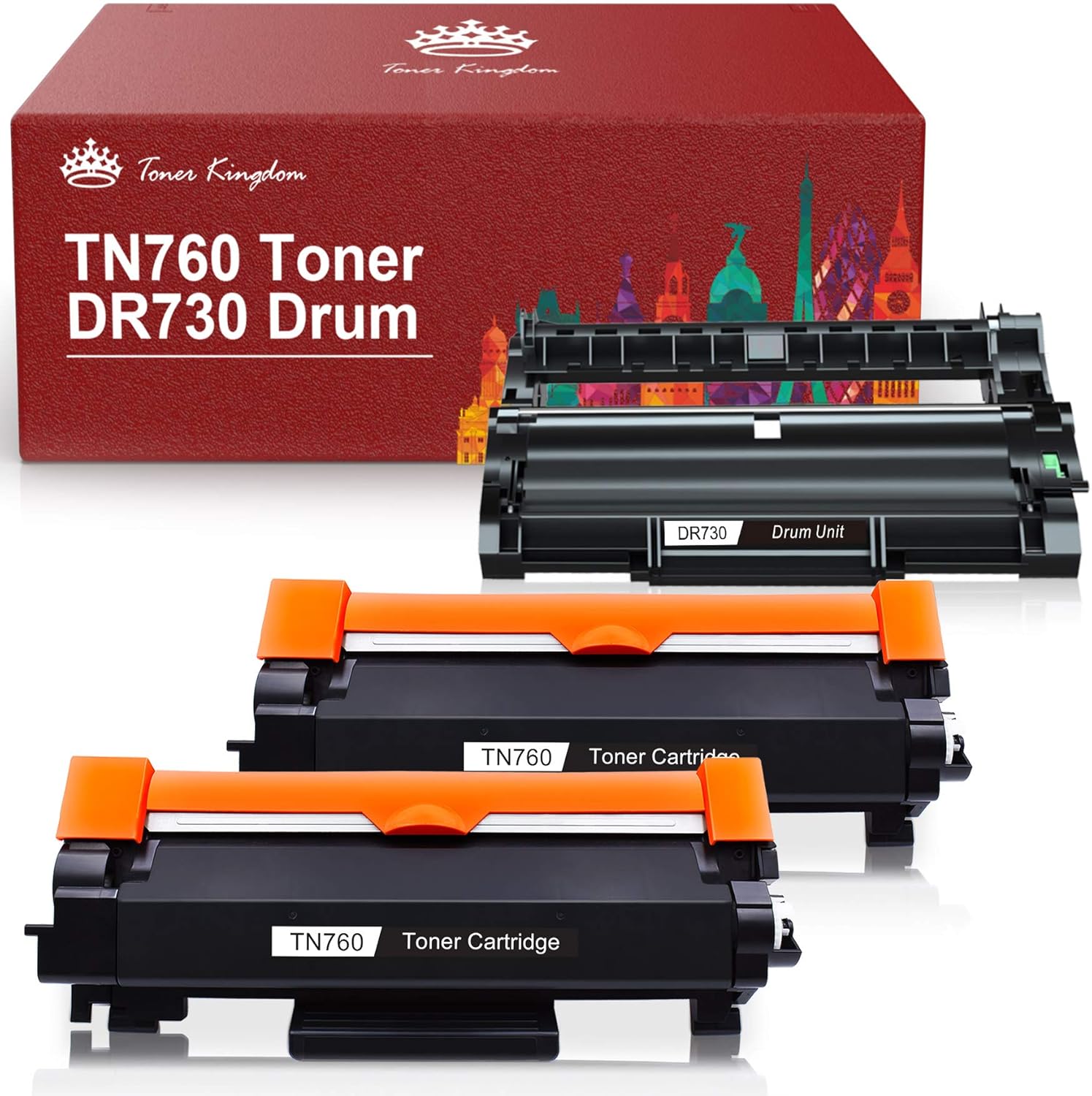 Compatible Toner Cartridges and Drum for Brother Printers (2 Black Toners, 1 Drum Unit) J732