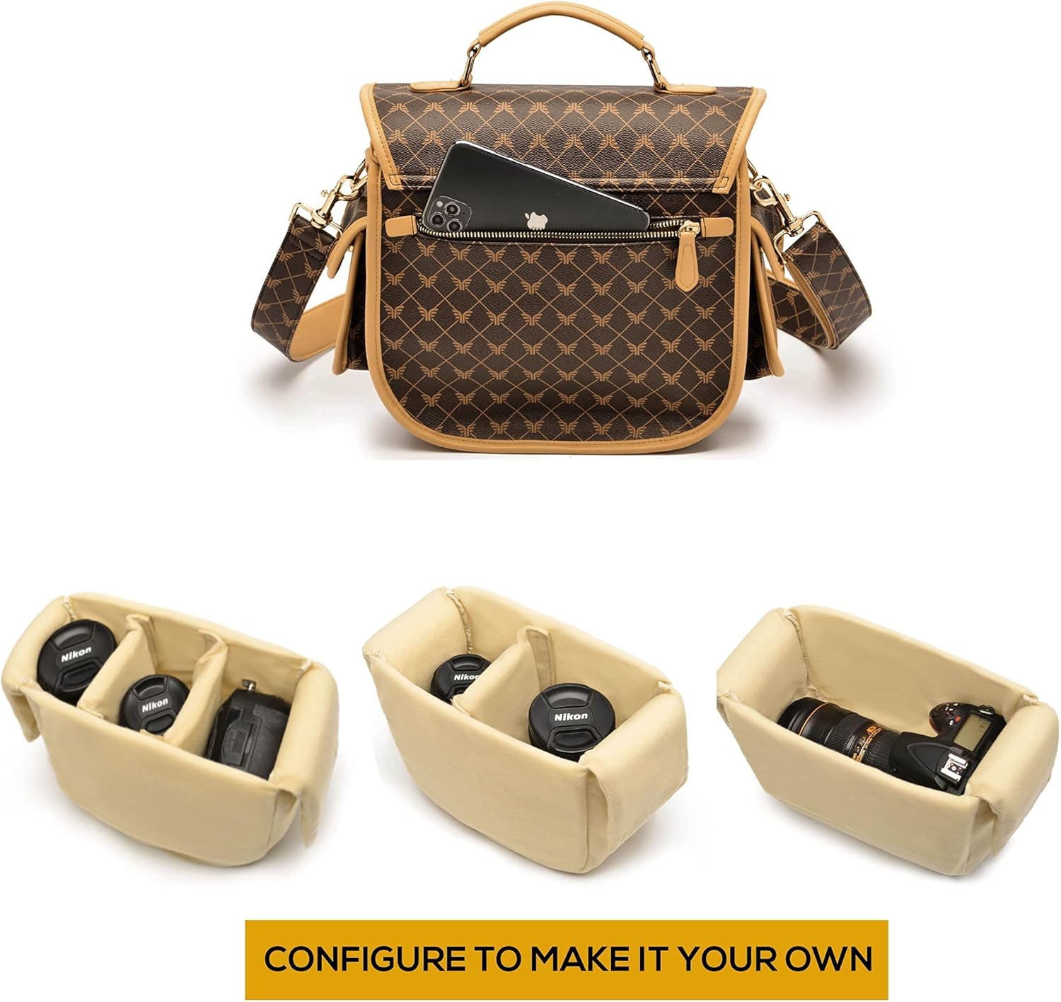 Camera Handbag with Configurable Case for Kit and Lens D259