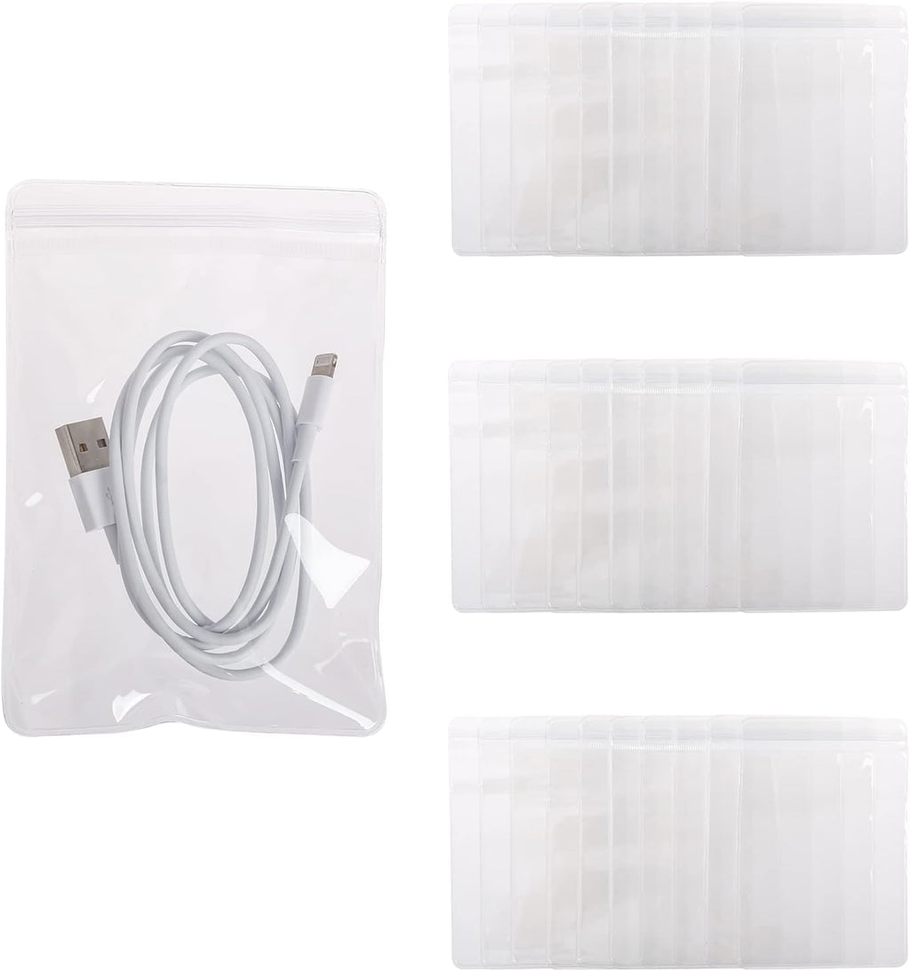 Plastic Electronics Organizer with Lid and 20 Wire Ties, Clear Cable Management Box, Stackable Desk Drawer Storage (2 Pack) V4937