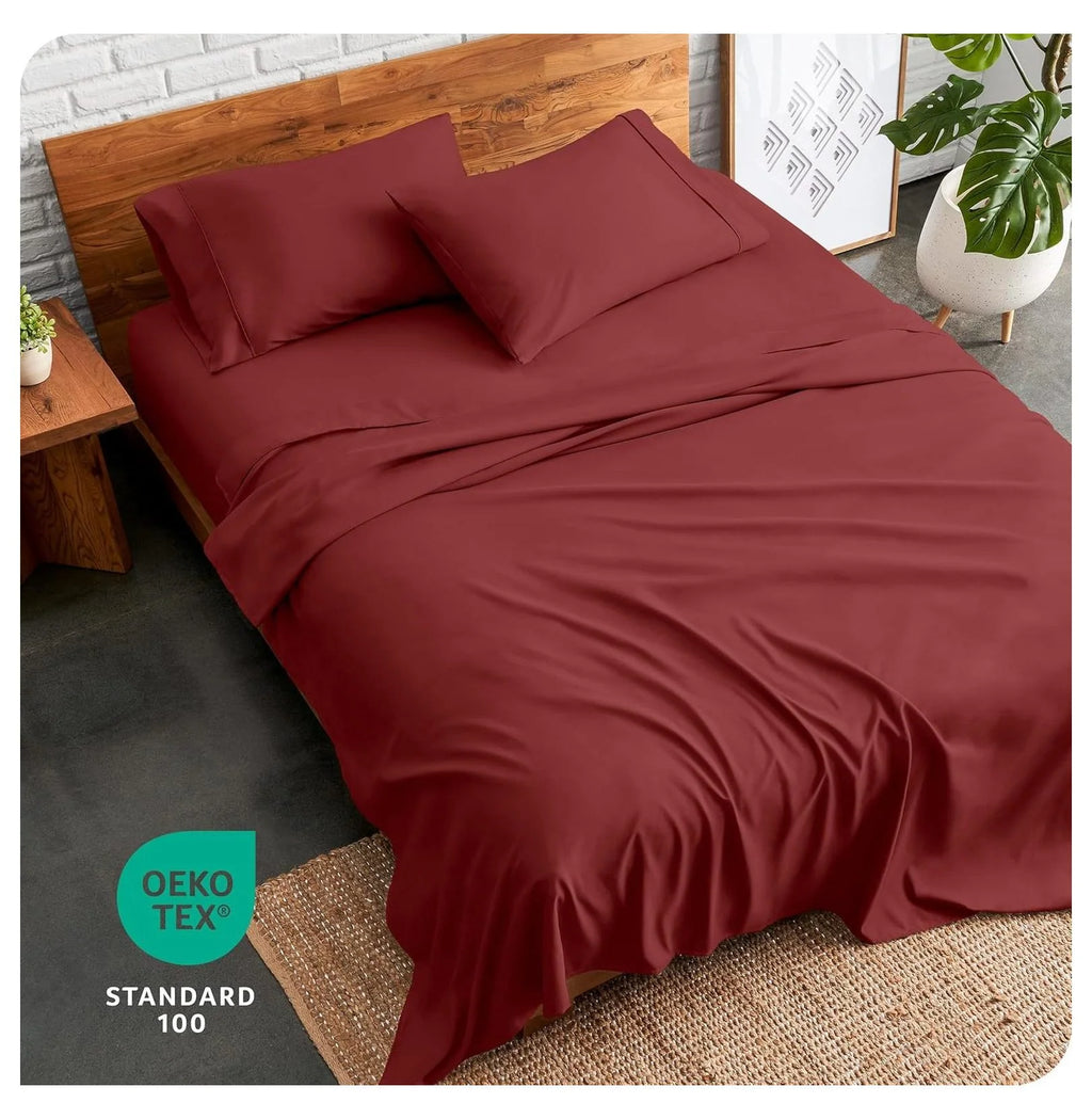 Rosewood 4 Piece Ultra-Soft Microfiber Full Bed Sheets A9526
