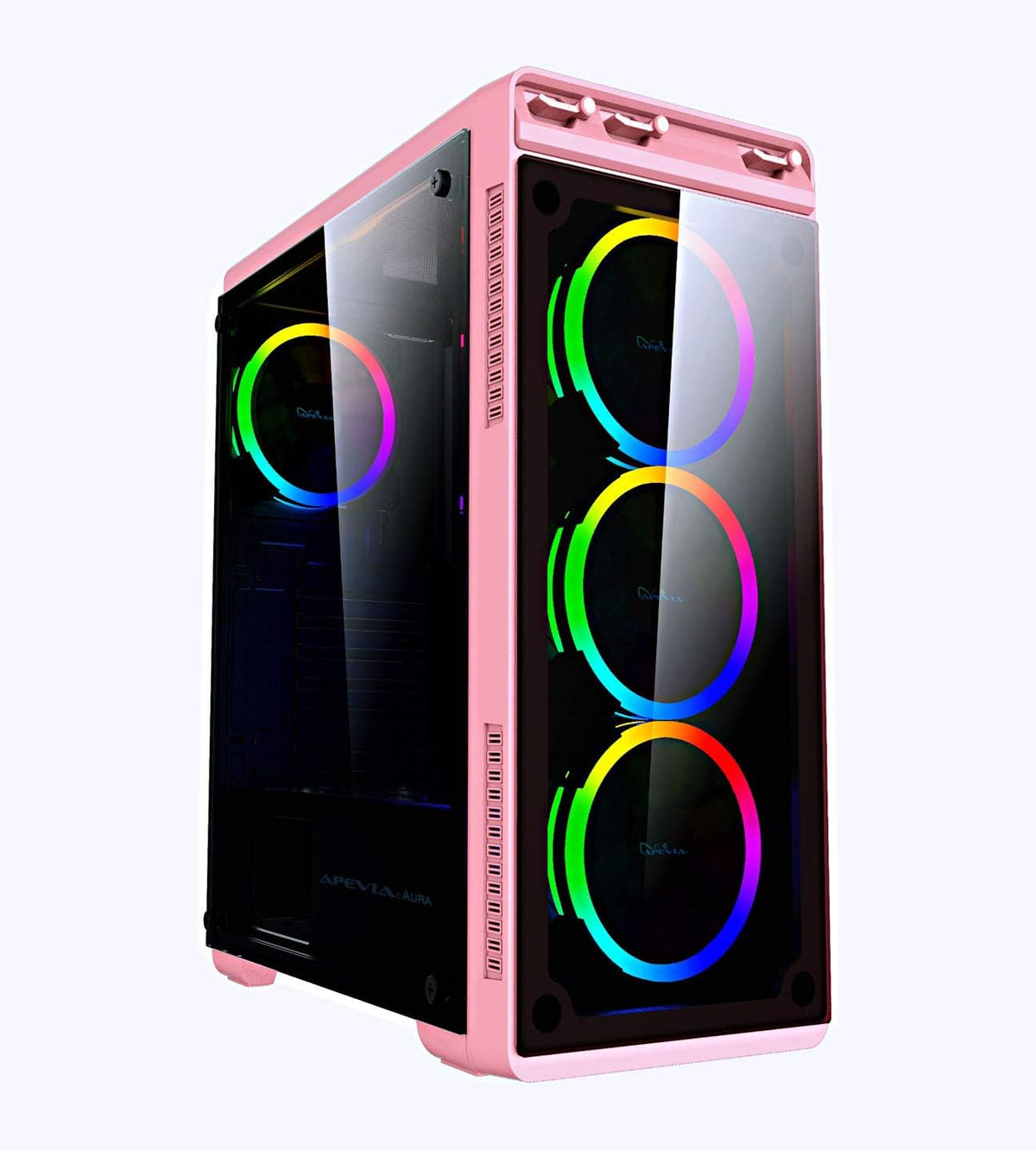 Pink Mid Tower Gaming Case with 4 x RGB Fans D3593