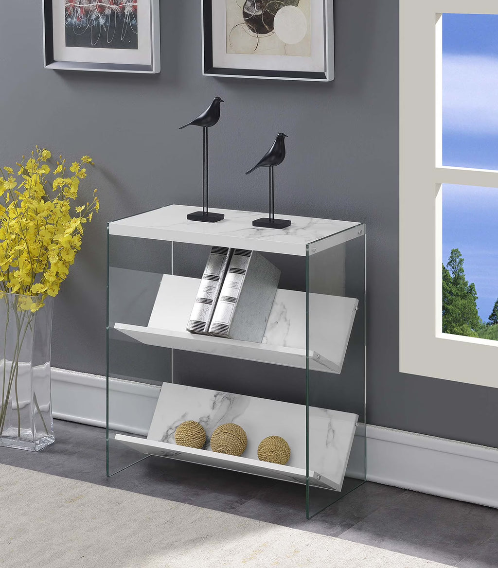 White Faux Marble Bookcase Y25674