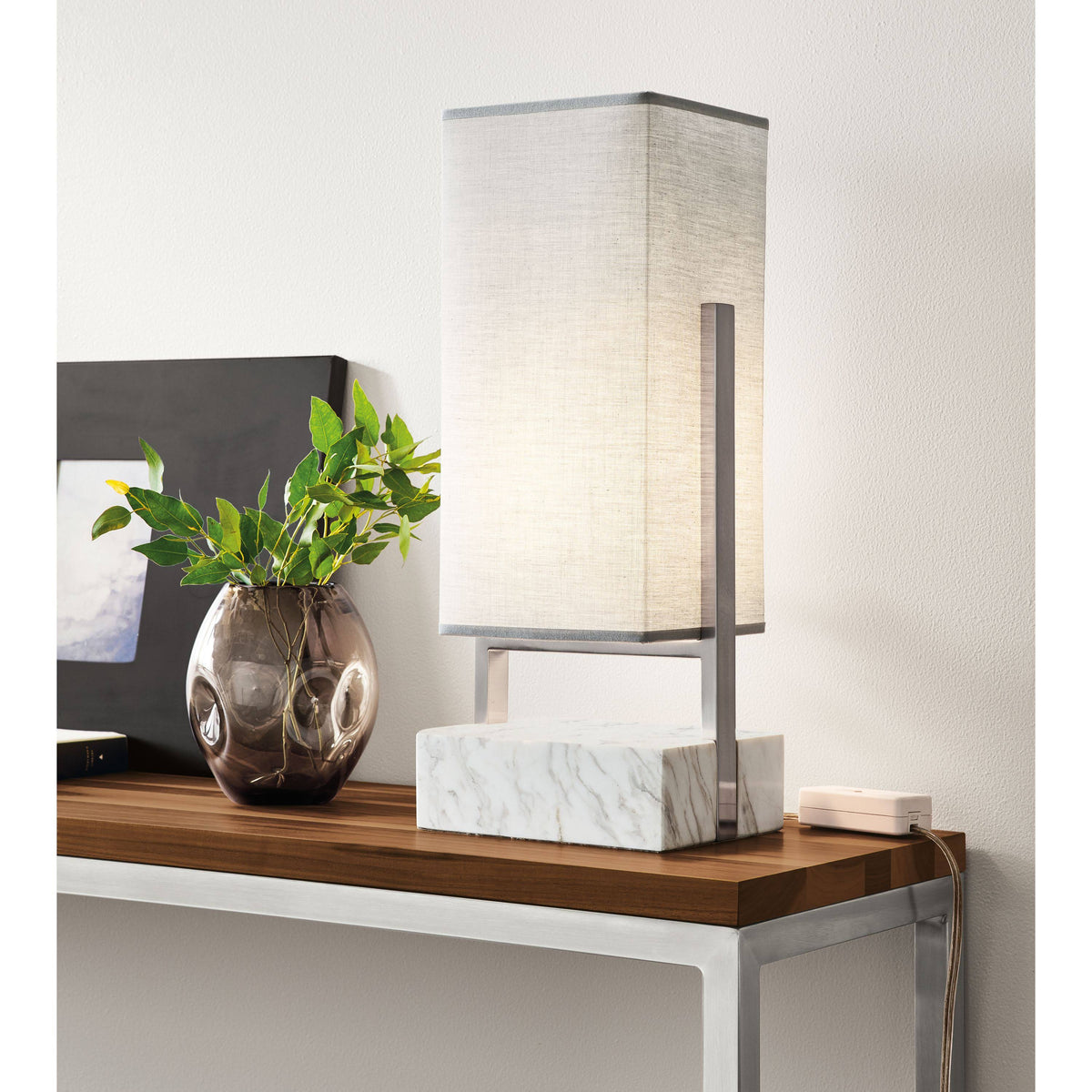 Walnut Console Table with Graphite Base G6396