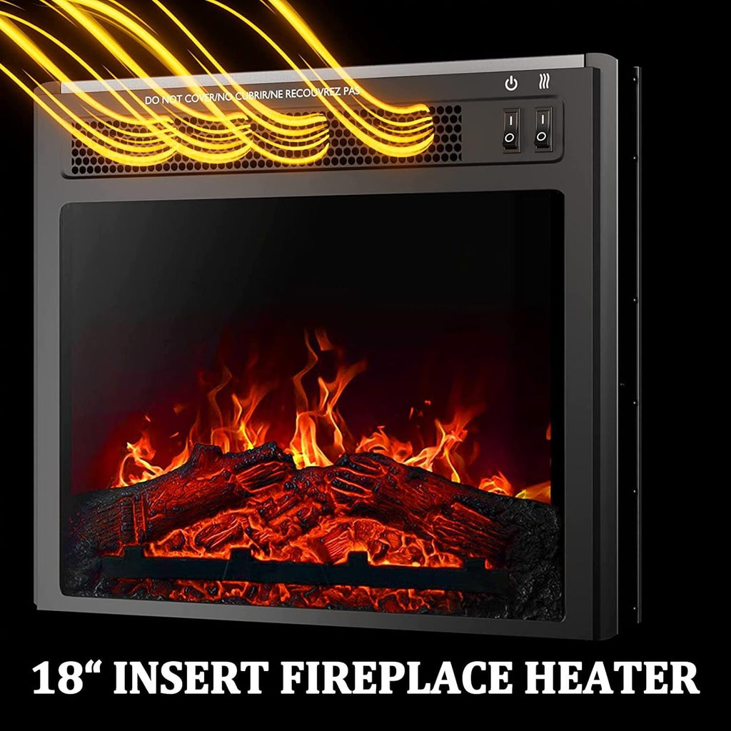47 Inch Electric Fireplace TV Stand with Heater, Wood Media Console I80558