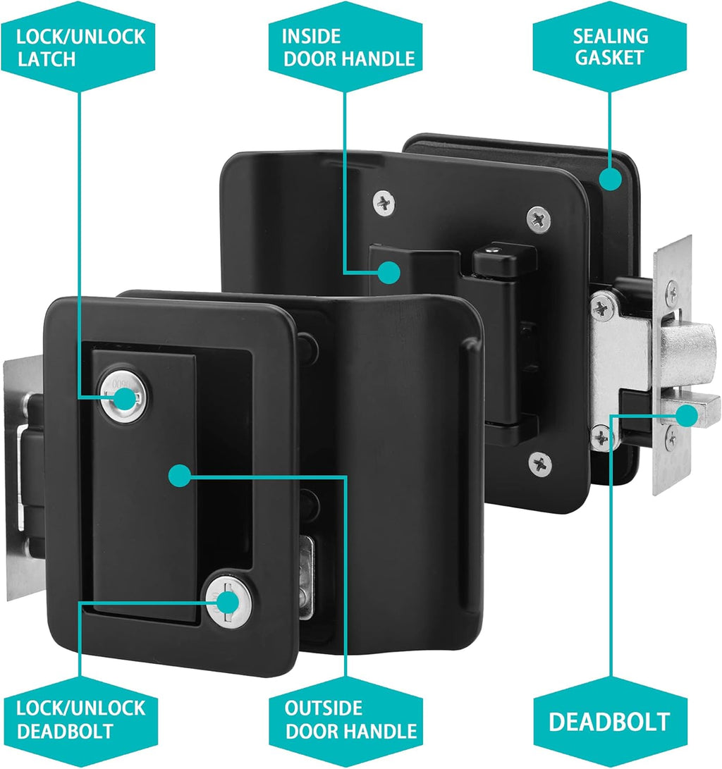 Black Zinc Alloy RV Door Lock with 4 Keys, Pack of 2 M537542