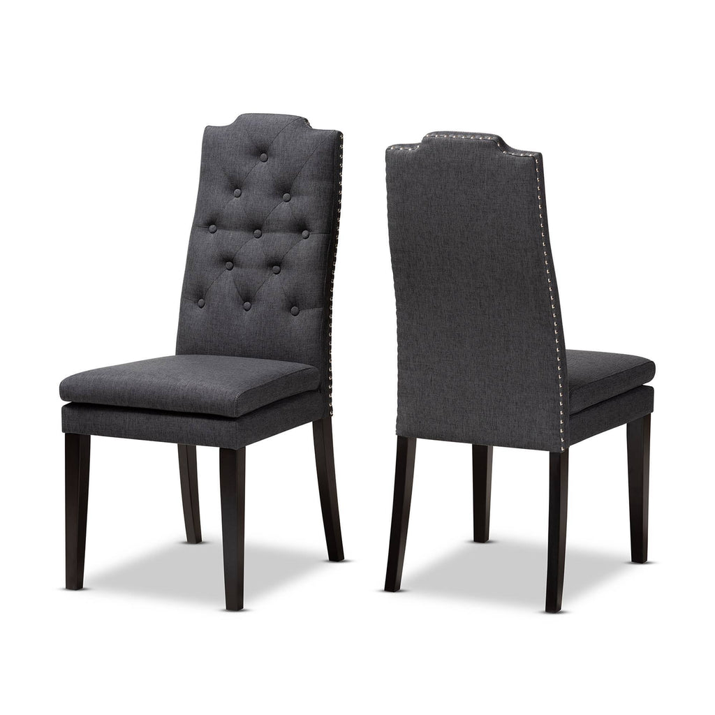 Charcoal Button Tufted Set of 2 Wood Dining Chair L989405