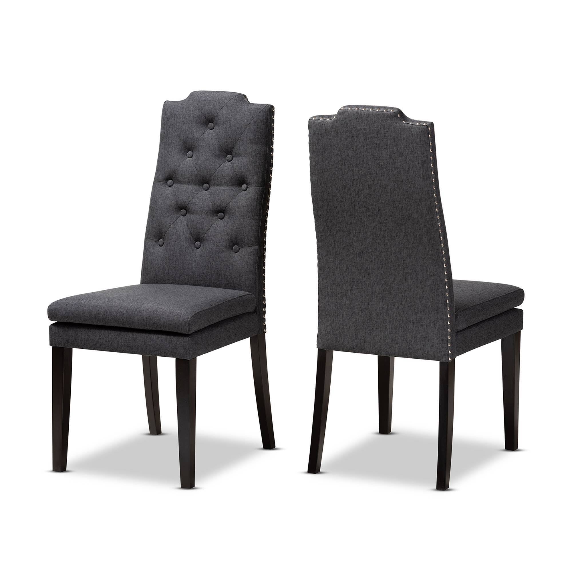 Charcoal Button Tufted Set of 2 Wood Dining Chair L989405