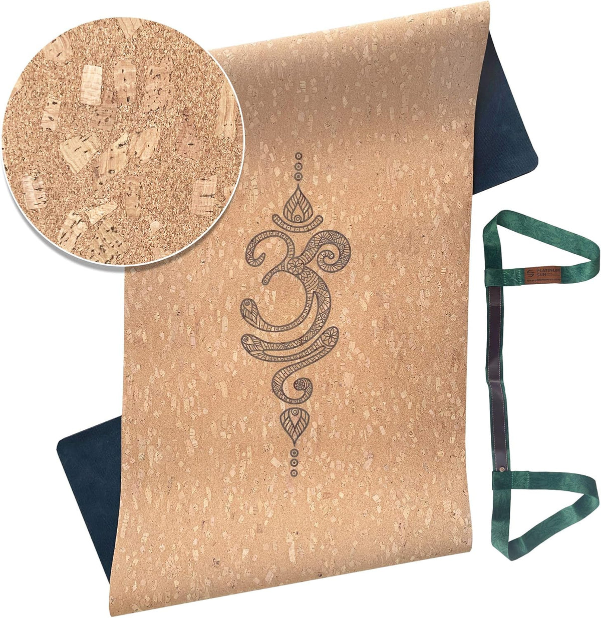 Extra Large Non-Slip Cork Yoga Mat with Carry Strap, 73'' Long x 25'' Wide x 5mm thick, Pack of 2 K52327