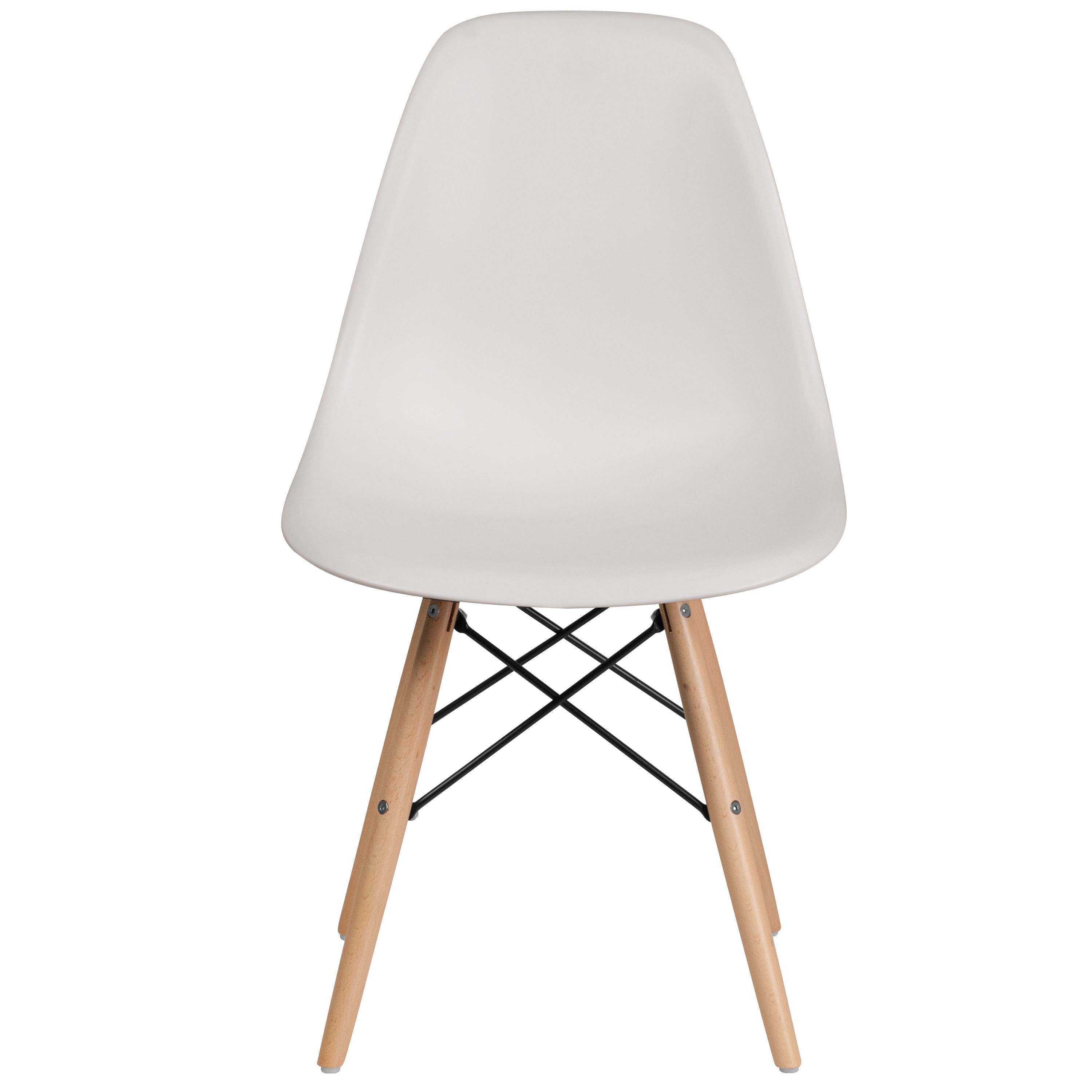Orange Plastic Chair with Wood Base S508697
