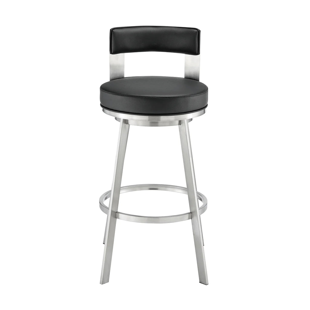 Swivel Faux Leather/Metal Counter Stool in Black/Chrome D23447