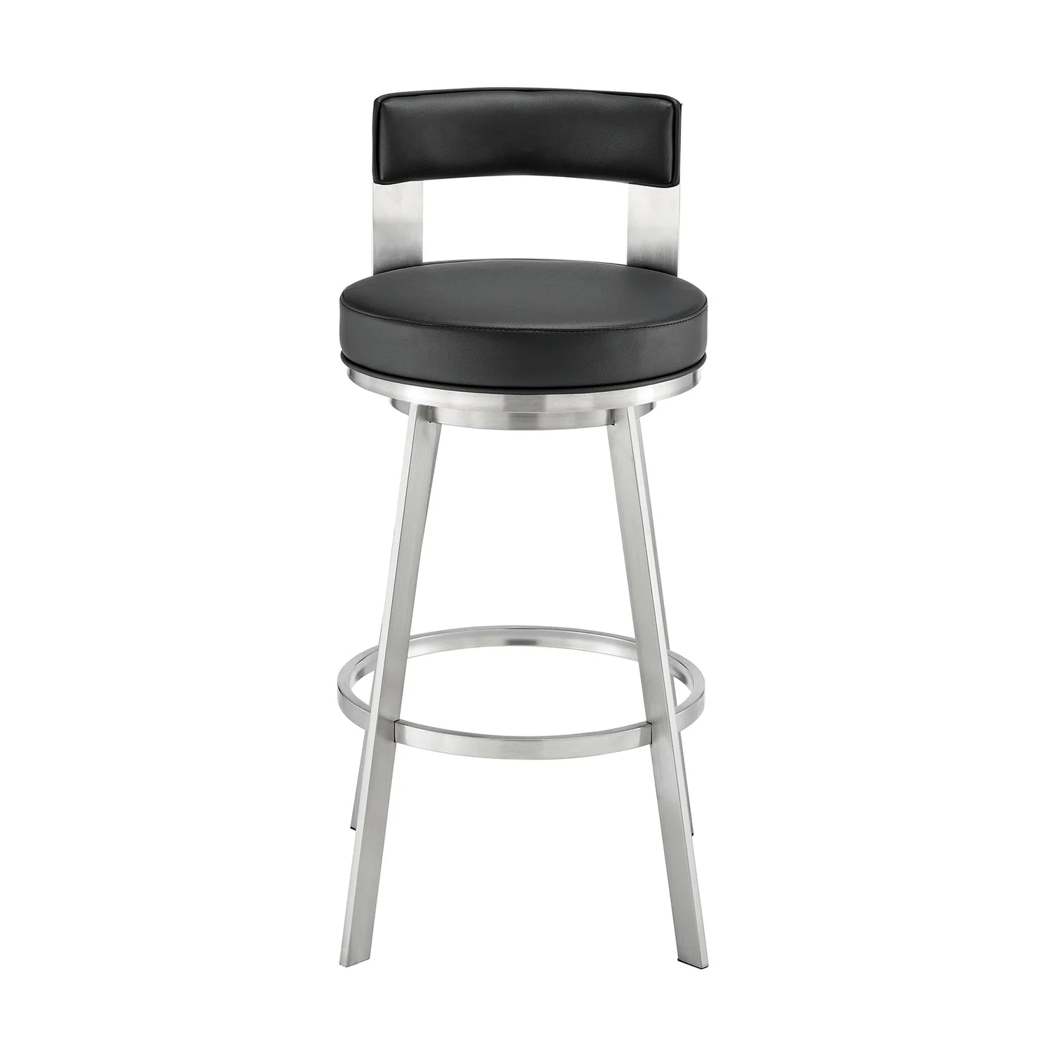 Swivel Faux Leather/Metal Counter Stool in Black/Chrome D23447