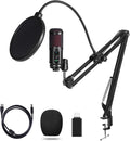 USB Condenser Microphone Kit with Adjustable Scissor Arm Stand A123