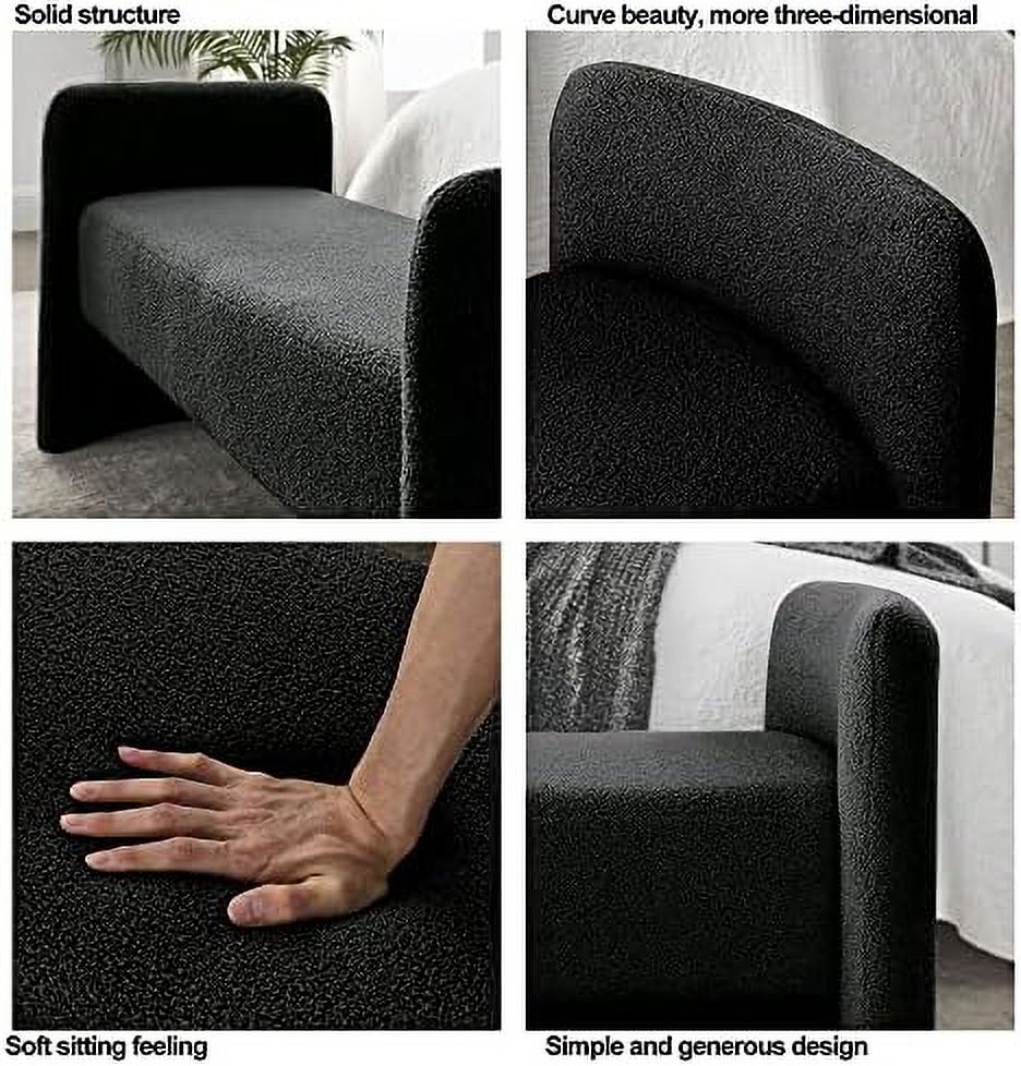 Black Velvet Ottoman Bench S55115
