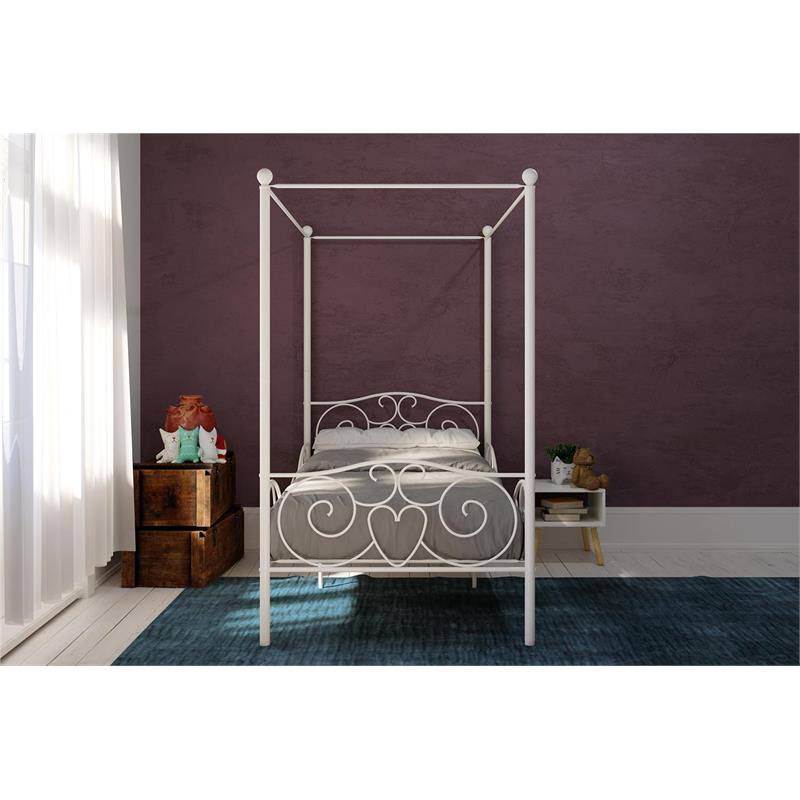 Twin Canopy Bed in White D560314