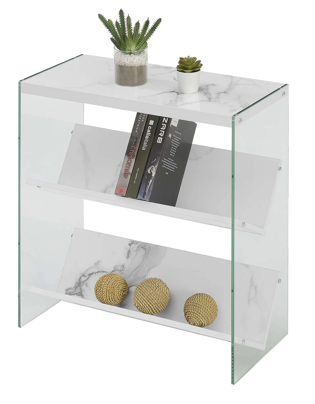 White Faux Marble Bookcase Y25674